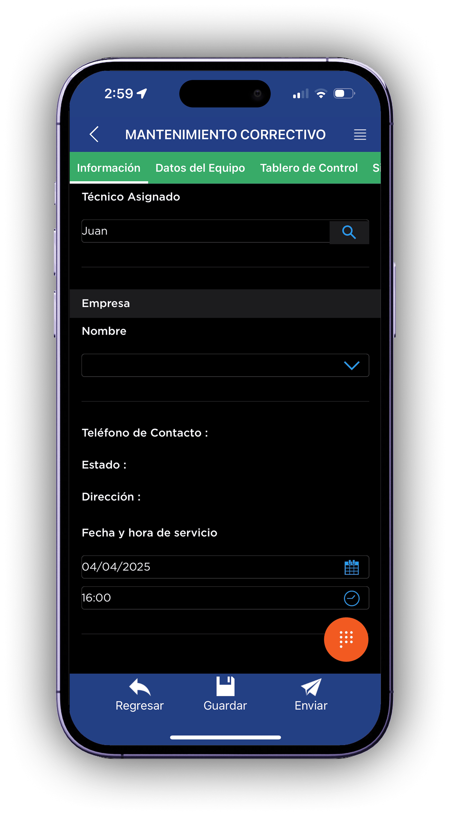 app para asignar órdenes de servicio a técnicos